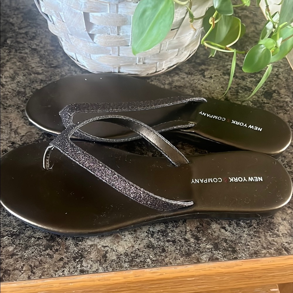 New York & Company Black Sparkle Sandals